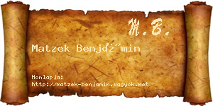 Matzek Benjámin névjegykártya